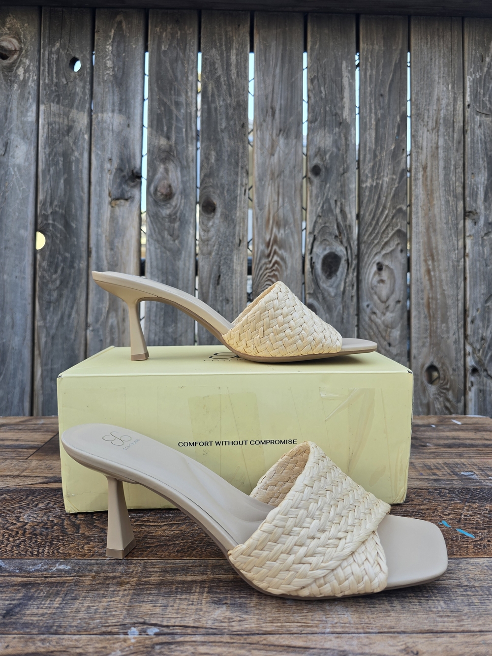 Cosy Island braided slide sandals woven straw texture and square toe Size 9.5 - Picture 3 of 12